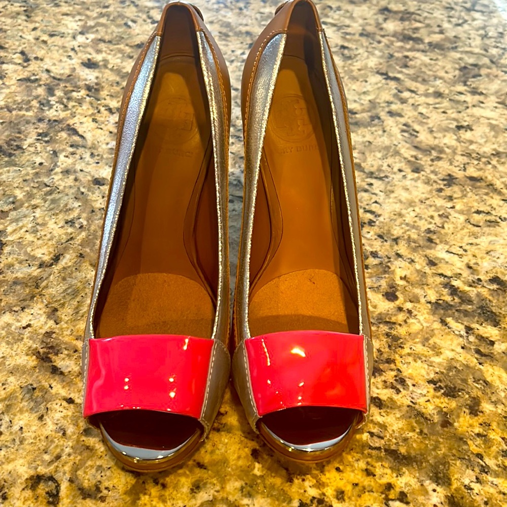 Tory Burch open-toe pumps…worn once!!